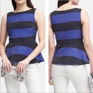 🌟NEW Banana Republic Striped Sleeveless Peplum Top Blue Black Size 2